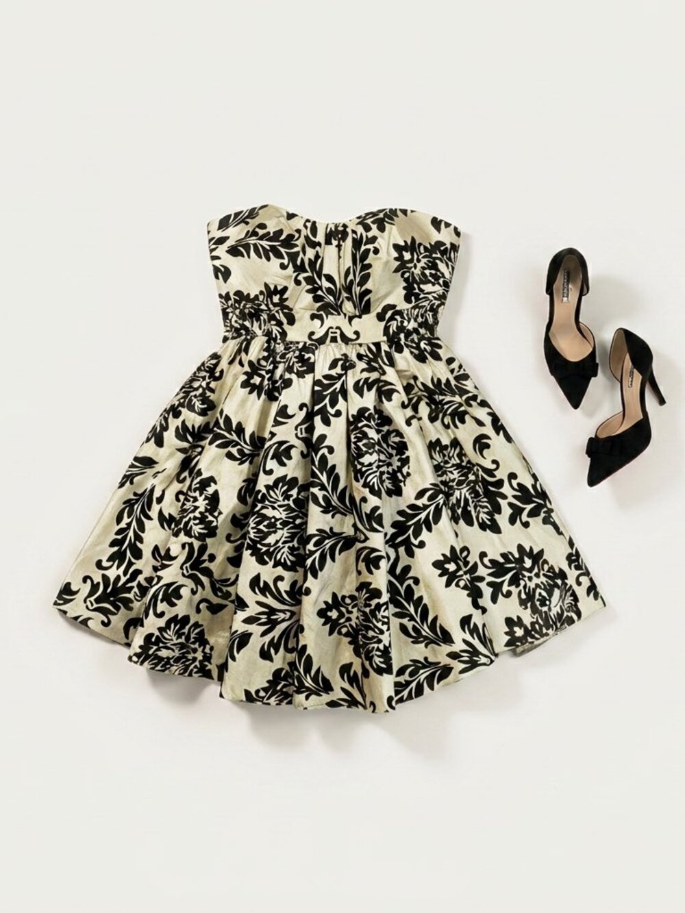 Atelier Alyce Strapless Fit Flare Mini Dress Damask Size 12 NWT Sample